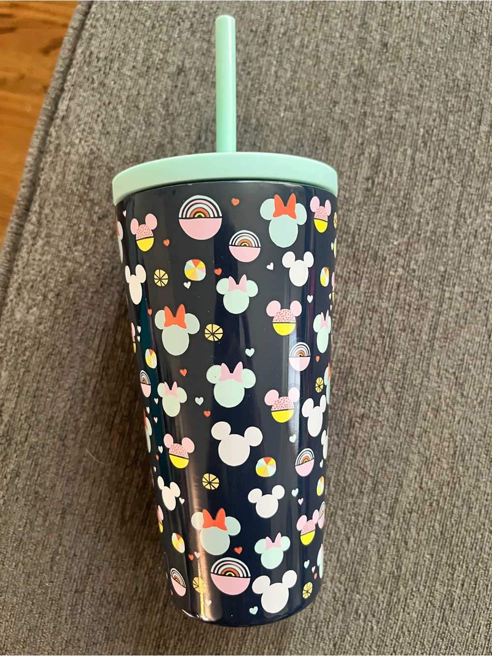 Navy Patterned Kids Straw Tumbler with Mint Lid